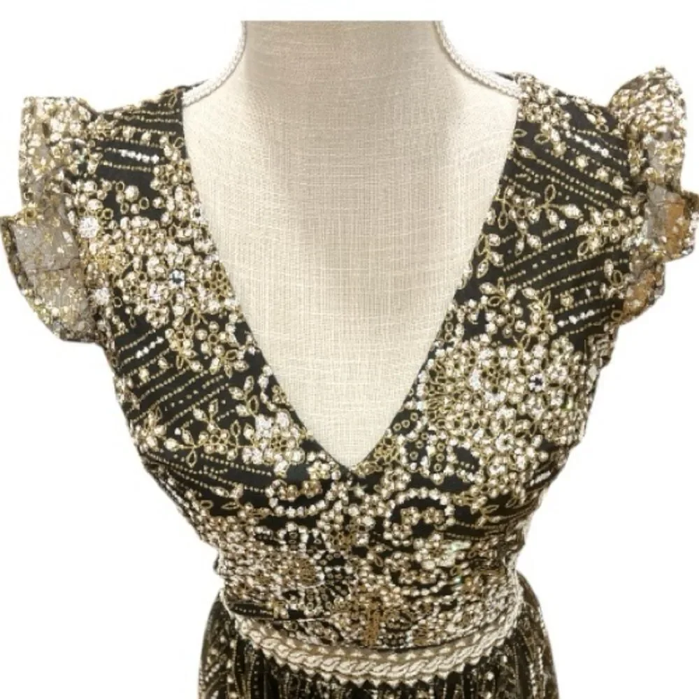 Elegant Black and Gold Art Deco Evening Gown Size M - Picture 3 of 9